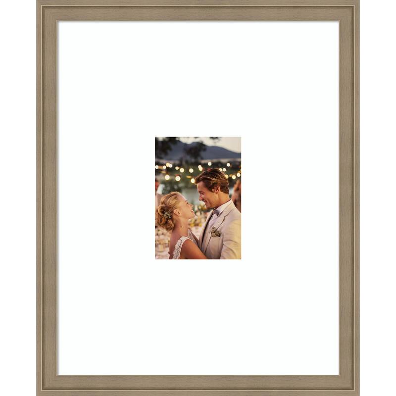 Florence Gold Framed Picture Frame, Photo Frame - 16x20 Matted White 5x7 - Florence Light Brown