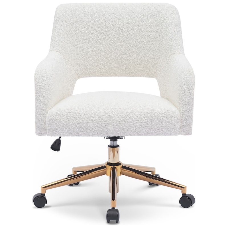 Boucle Upholstered Office/ Desk Chair - Swivel/ Adjustable Height (Set of 2)