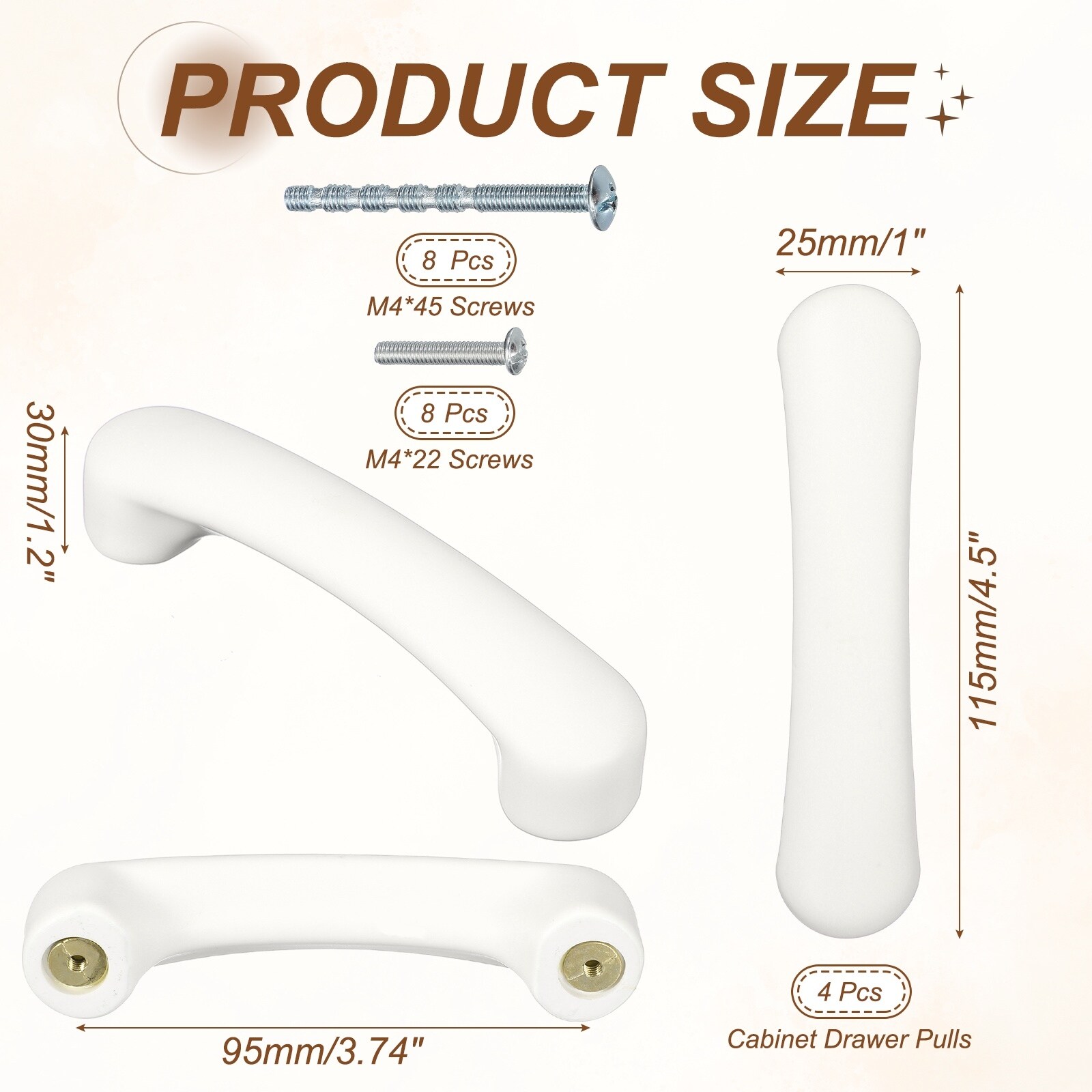 2 Pcs White Ceramic Cabinet Drawer Pulls for Kitchen Cupboard