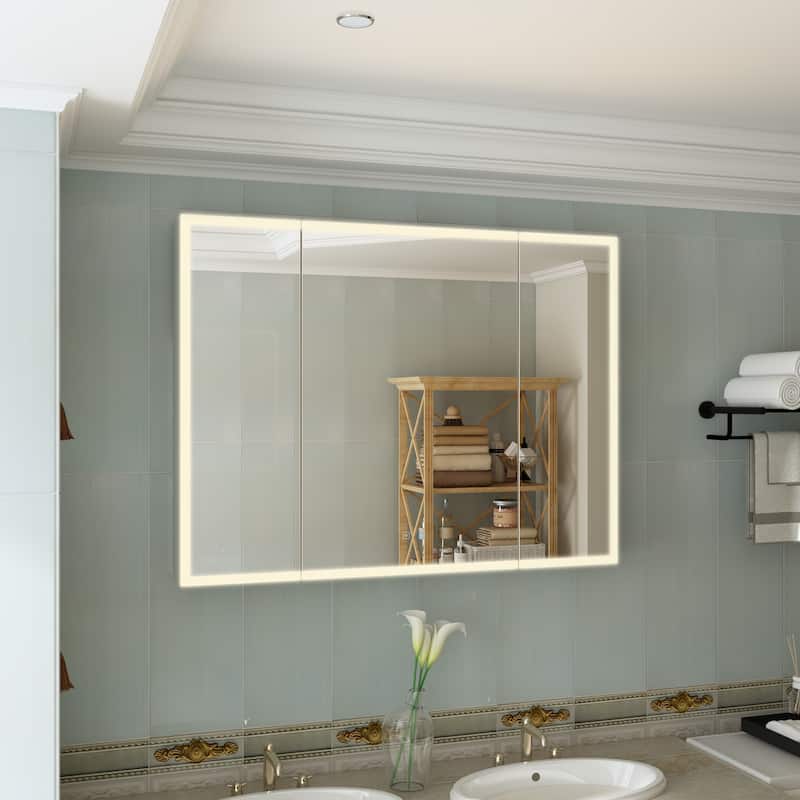 Smart Touch LED Mirror Cabinet - Fogless Vanity with Ambient Lighting - 45.9"