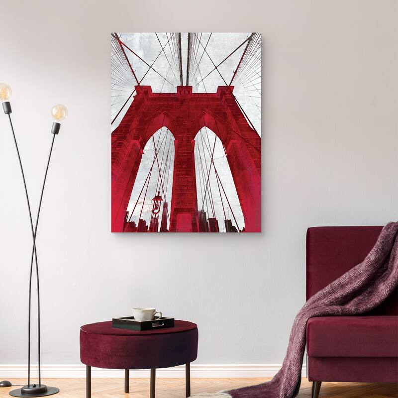Brooklyn Bridge Red by GI ArtLab Canvas Art Print