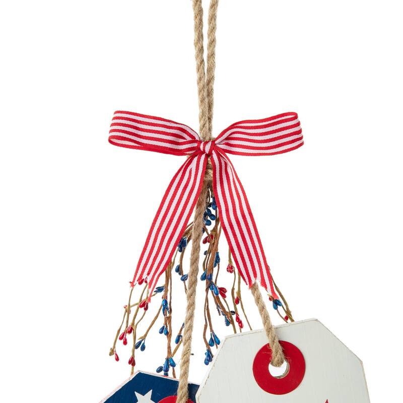 Glitzhome 24"H Wooden Valentine's Day/Patriotic/Americana/Easter Doorknob Hanging Decor