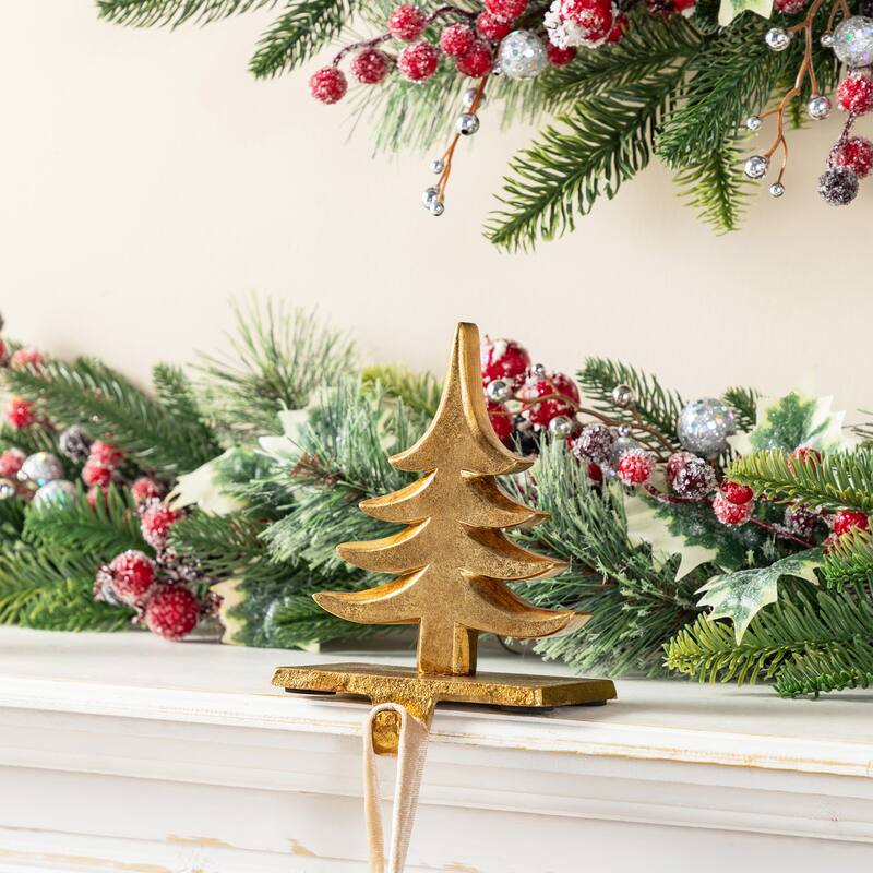 Glitzhome Set of 3 Christmas Resin Tree and Reindeer Stocking Holder