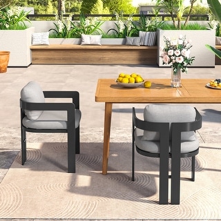 Pula Patio Outdoor Aluminum Dining chair, Set of 2, Black Finish with ...