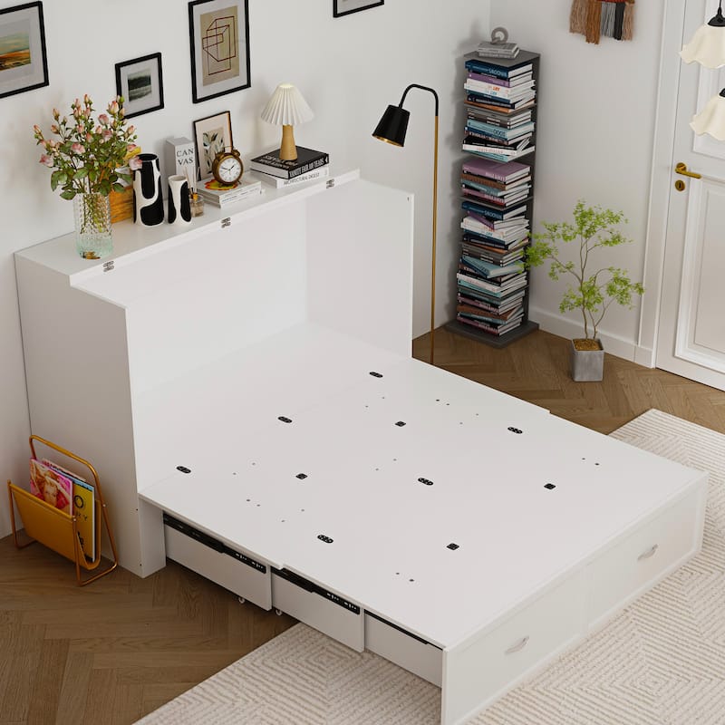 Dresser Full Murphy Bed White For Party Room Home Office Space Saving