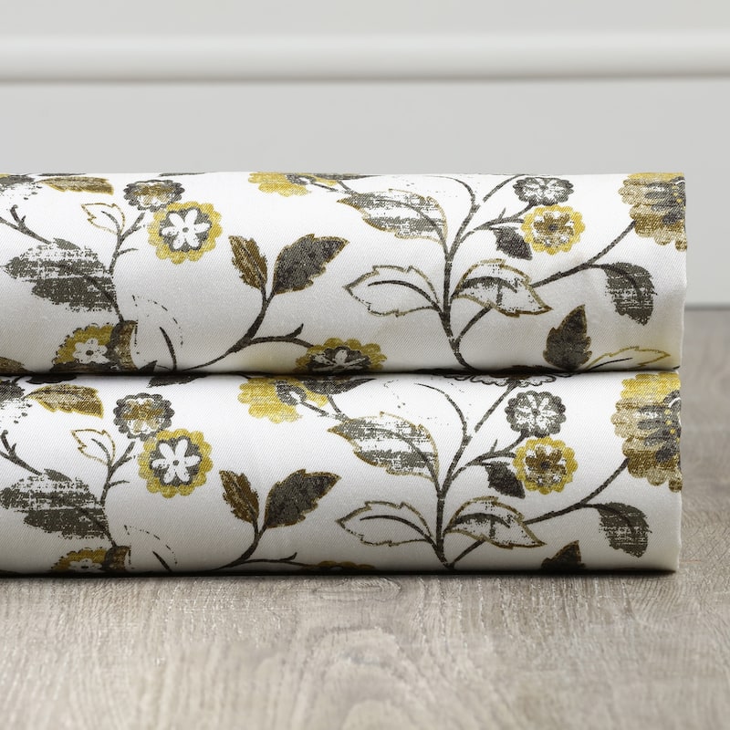Exclusive Fabrics Madison Gold and Grey Digital Printed Cotton Twill Curtain (1 Panel)