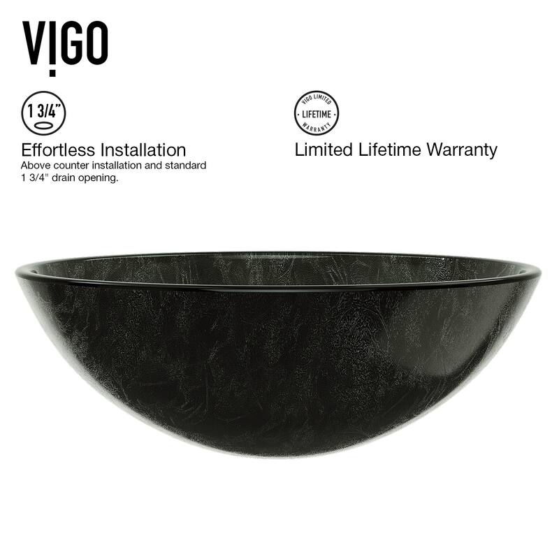 VIGO Giovanni 17"L x 17"W x 6"H Glass Round Vessel Bathroom Sink