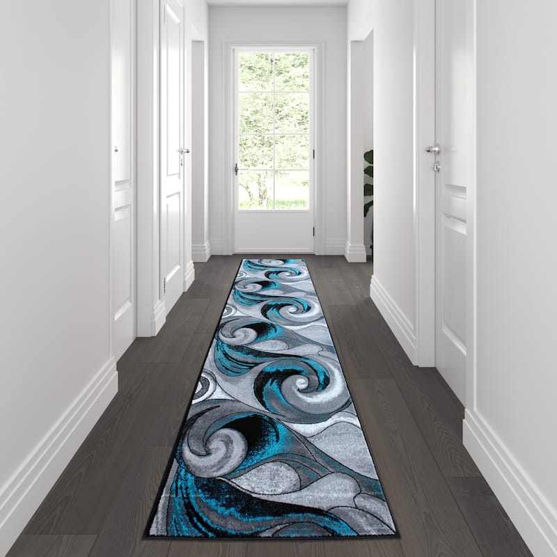Modern Ocean Wave Design Olefin Indoor Area Rug
