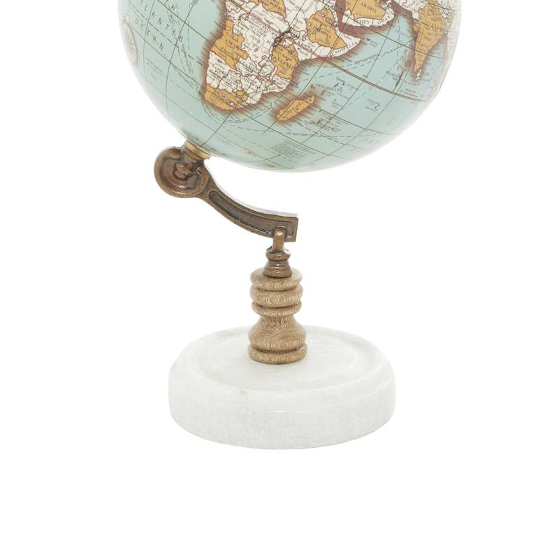 Marble Globe with Marble Base - Teal, White, Black - Roche River Decor