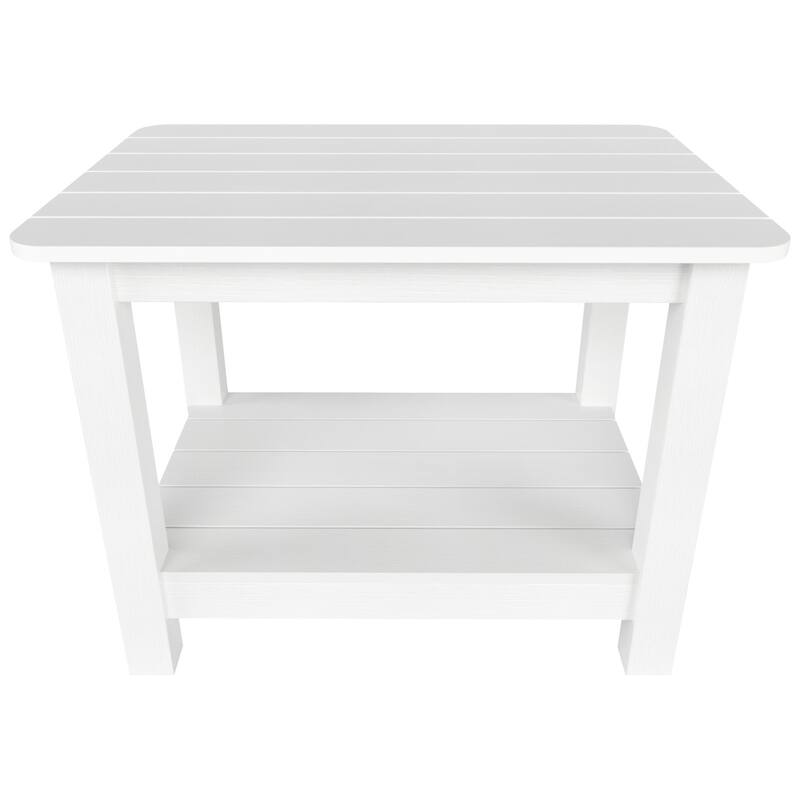 Vineyard HIPS Outdoor Eco-Friendly All Weather Seashell Rocking Adirondack Chair with Side Table (2-Piece Set)