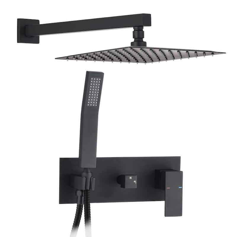 10 inch Wall-Mounted Square Completed Shower System - Matte Black
