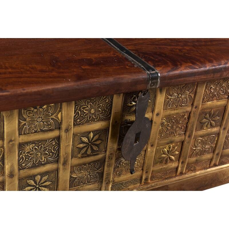 Tortoise Wooden Metal Fitted Trunk Box coffee table