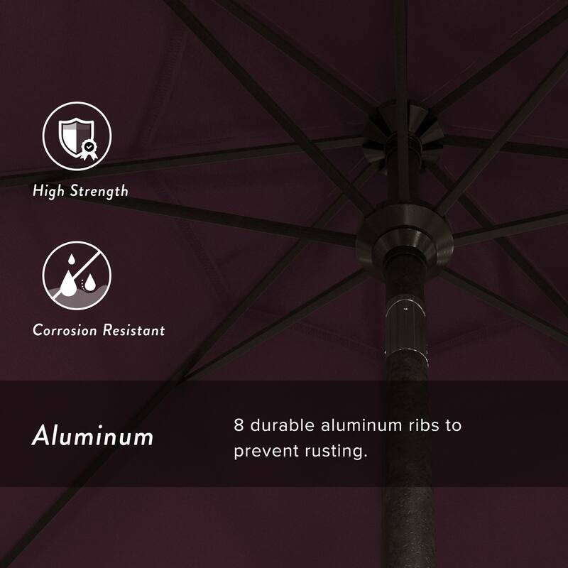 California Umbrella 9' Rd. Aluminum Patio Umbrella, Crank Lift with Push Button Tilt, Bronze Finish, Pacifica Fabric