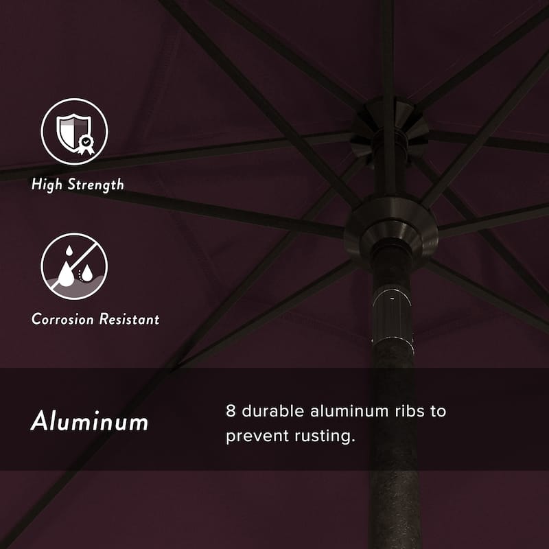 California Umbrella 9' Sunset Series Patio Umbrella Bronze Aluminum Frame and Ribs, Crank Lift Auto Tilt, Pacifica Pacific Blue