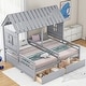 preview thumbnail 1 of 18, Twin Size House Platform Beds with Two Drawers,Combination of 2 Side by Side Twin Size Beds Grey