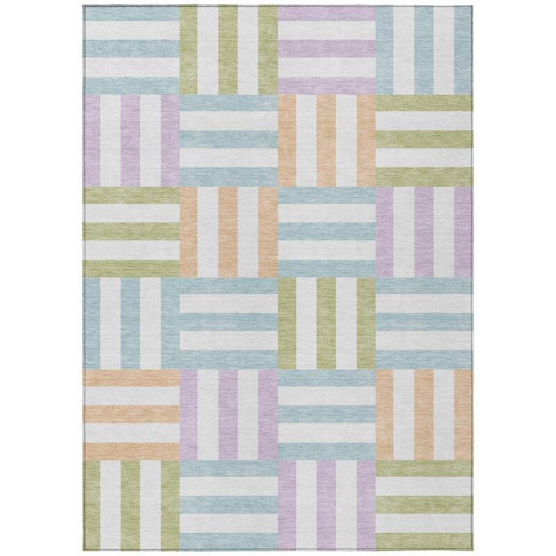 Machine Washable Indoor/ Outdoor Modern Hatch Chantille Rug