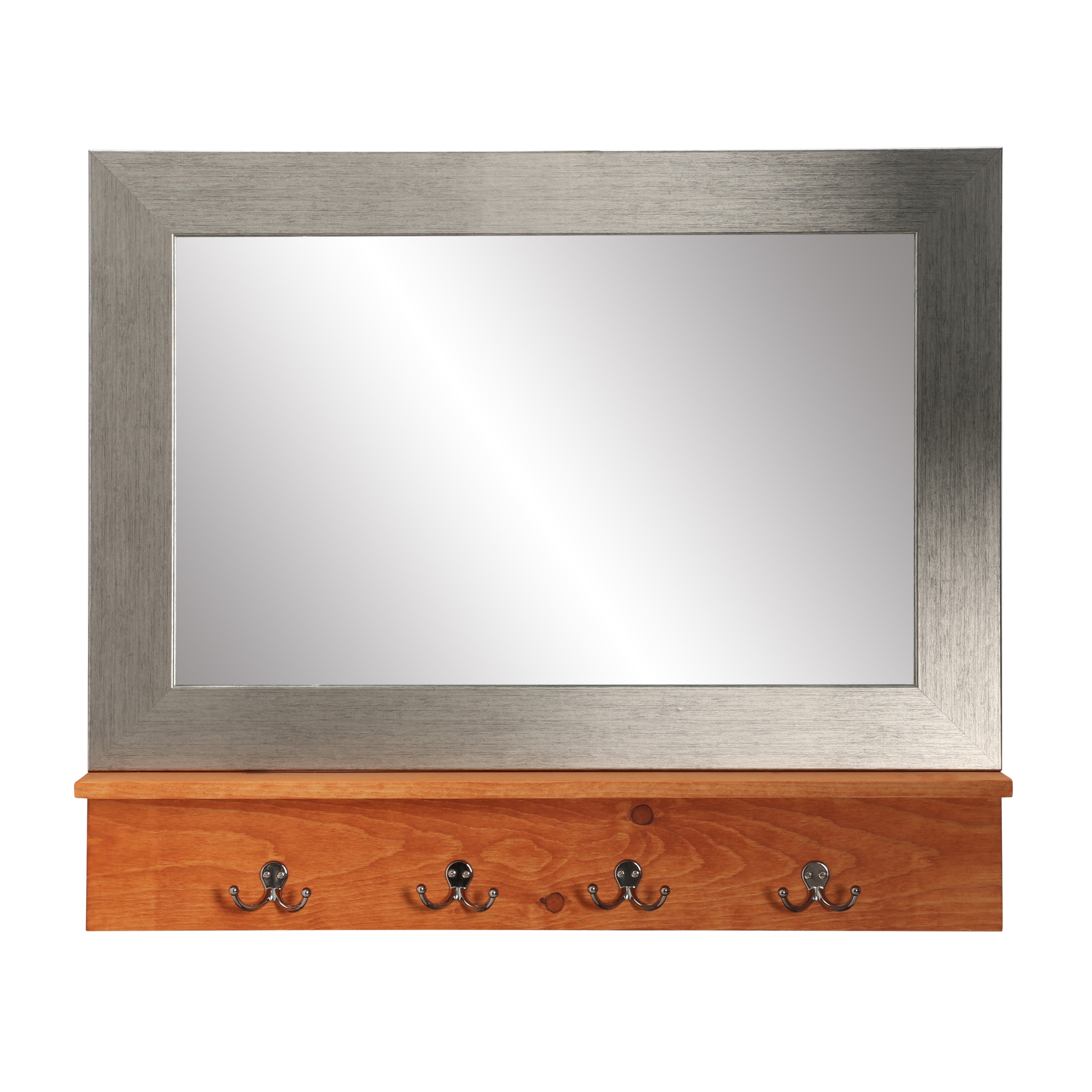 Shop Brandtworks Silver Small Mirror With Maple Shelf And 4 Silver