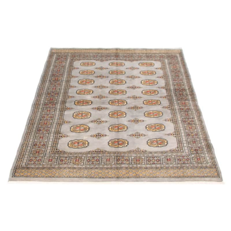 Finest Peshawar Bokhara Grey Rug 5'7" x 7'4" - 5'7 x 7'4