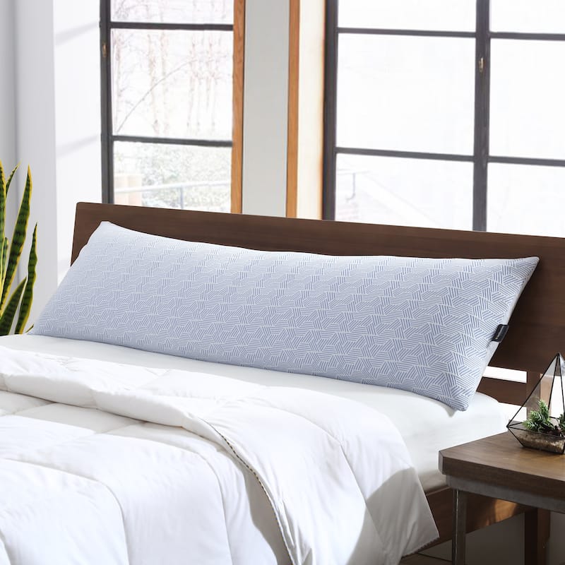 Smithsonian Sleep Cool Gel Memory Foam Body Pillow With Cooling Cover - Blue