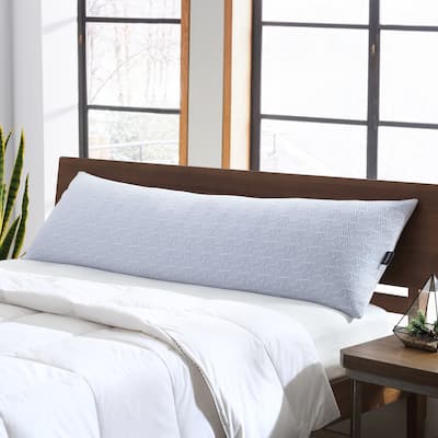 Smithsonian Sleep Cool Gel Memory Foam Body Pillow With Cooling Cover - Blue