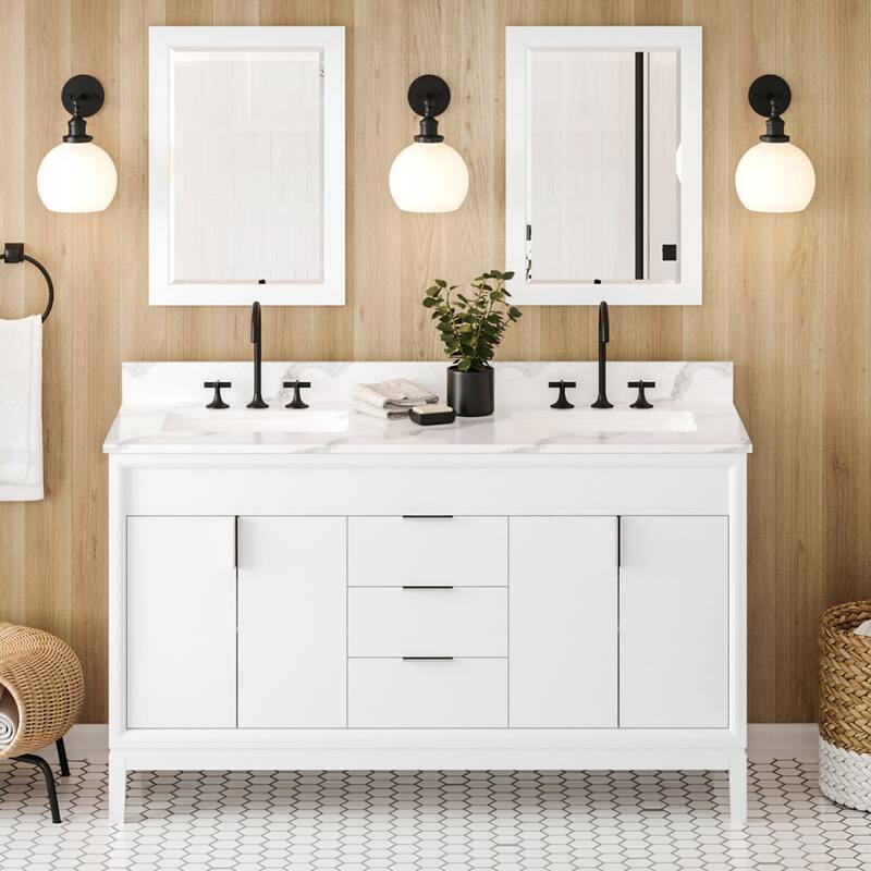 Jeffrey Alexander VKITTHE60R-QUARTZ Theodora II 60" Free Standing - White / Calacatta Vienna