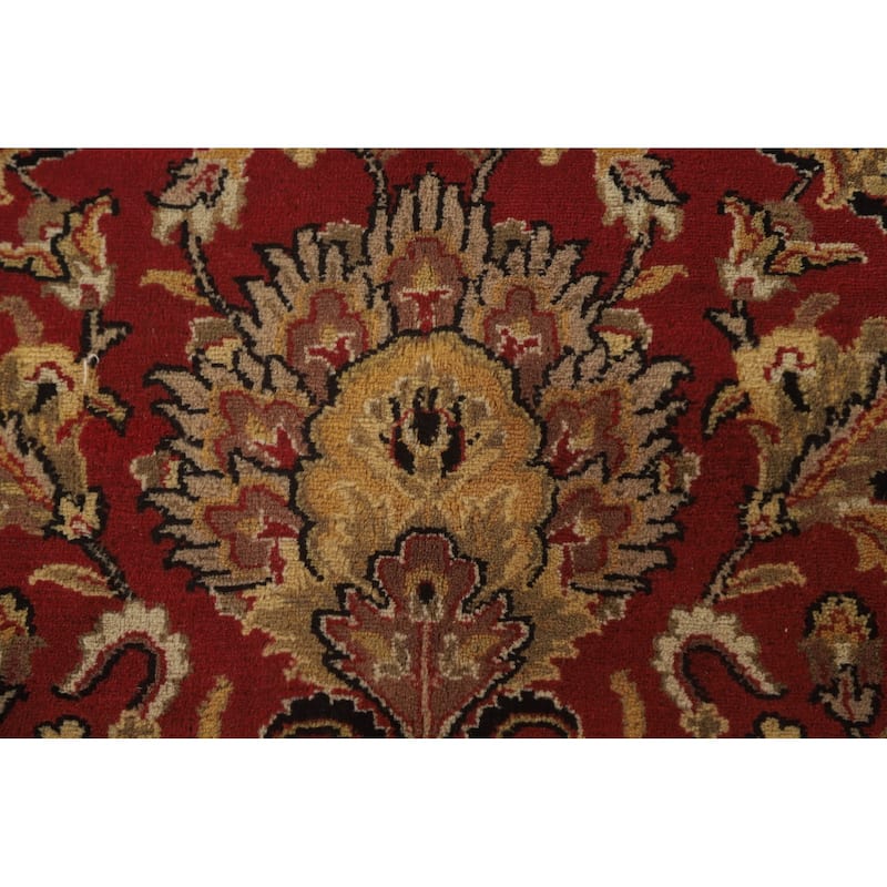 Red Floral Agra Oriental Area Rug Hand-Knotted Wool Carpet - 7'9" x 10'0"