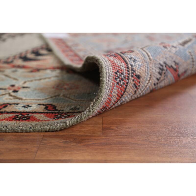 Hand Knotted Oriental 100% Wool Carpet Traditional Geometric Greys & Charcoal Viss Area Rug - 11' 10'' X 8' 10''