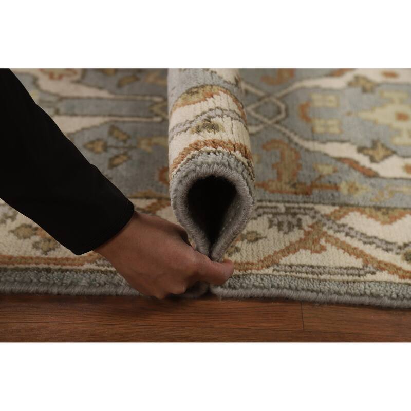 Floral Oushak Oriental Runner Rug Hand-Knotted Wool Carpet - 2'8"x 9'11"