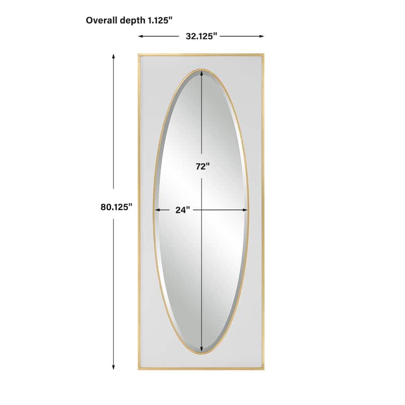 Rectangular Framed Wall Mirror - 80" - White and Gold