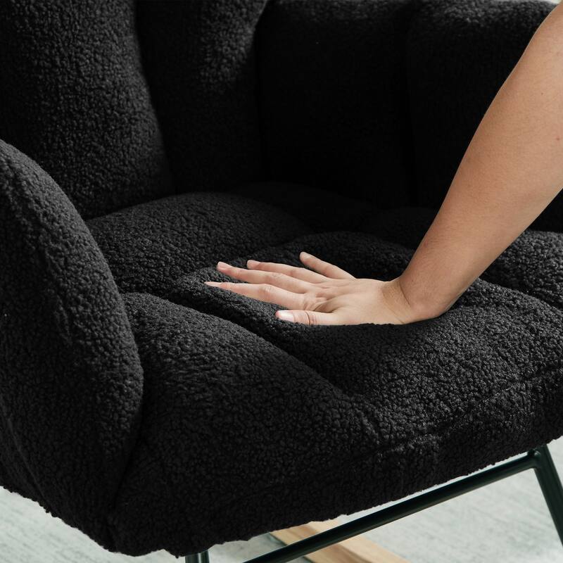 Anmytek Comfy Tufted Teddy Fabric Glider Rocking Chair