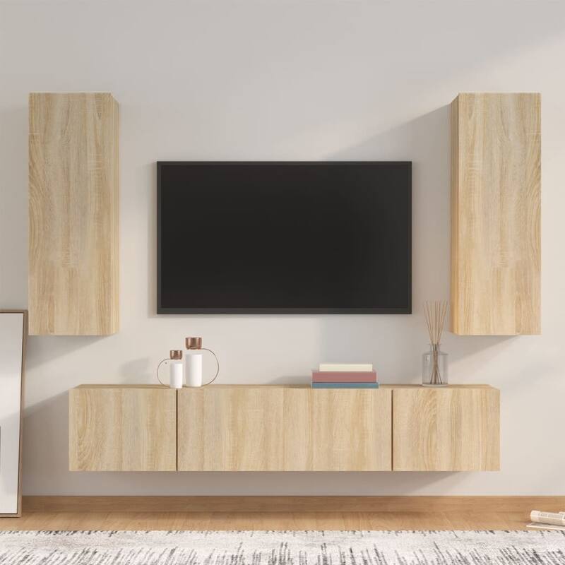 vidaXL TV Cabinet Set Set of 4 Sonoma oak Engineered wood TV Cabinet Set - 11.8 x 12.0 x 35.4 in.