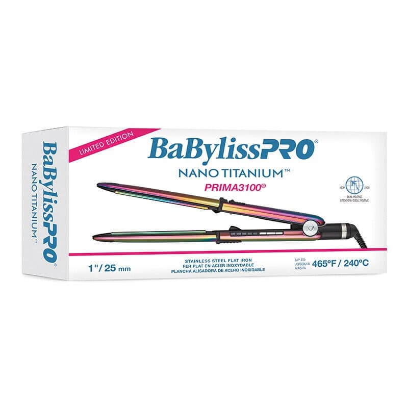 BabylissPRO Iridescent Nano Titanium Prima 3100 1" Flat Iron - Multi