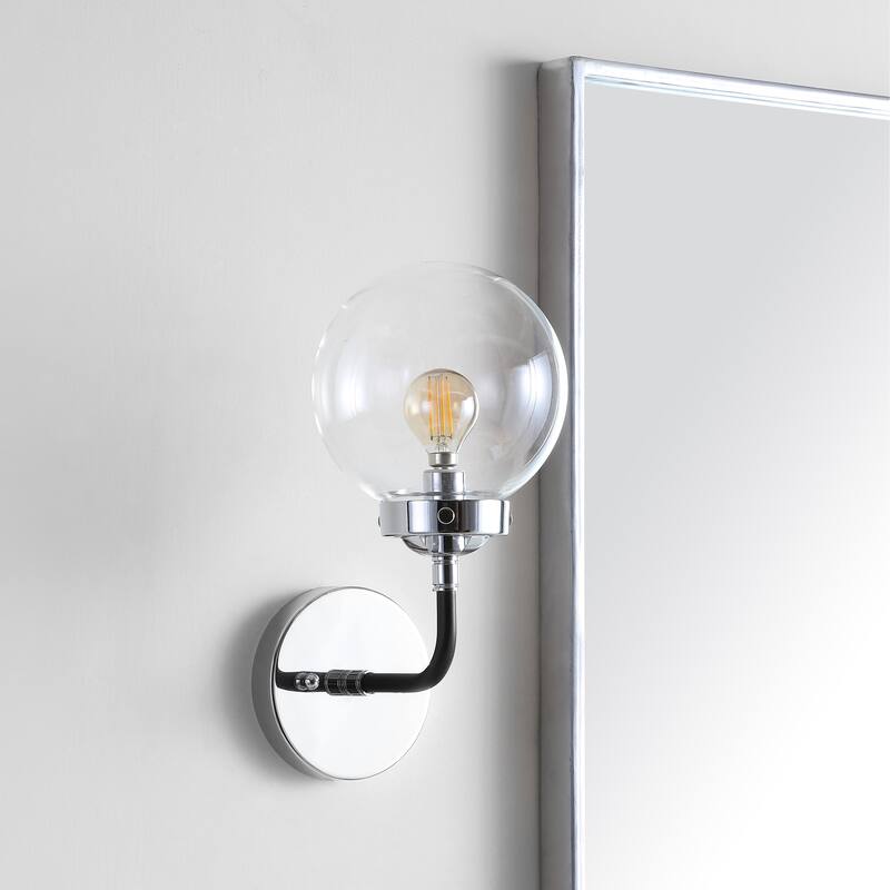 Bevin Contemporary Transitional Iron/Glass LED Vanity Light, by JONATHAN Y