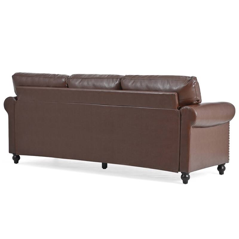 Stylish Sofa with Detachable Cushions, Pocket Spring Support & Silver Nailhead Detail - Ideal for Living Rooms