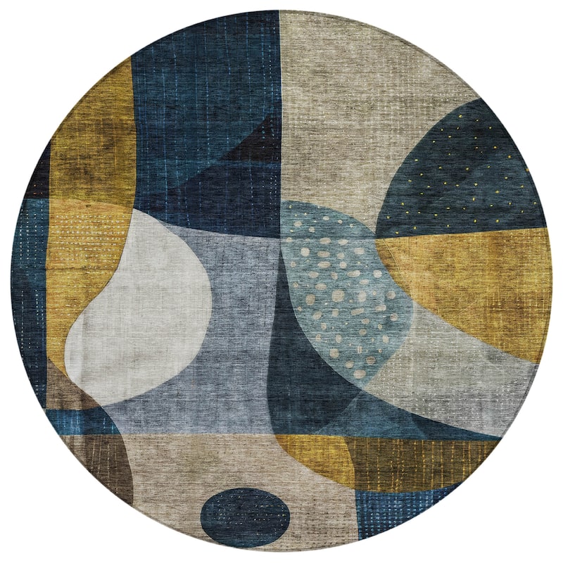 Machine Washable Indoor/ Outdoor Abstract Modern Chantille Rug