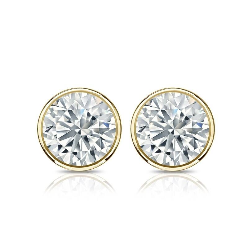 Auriya 2 1/2ctw Round Diamond Stud Earrings Bezel-set 18k Gold - Certified