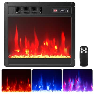 Gymax 18'' Electric Fireplace Insert w/Remote Control Adjustable Flame