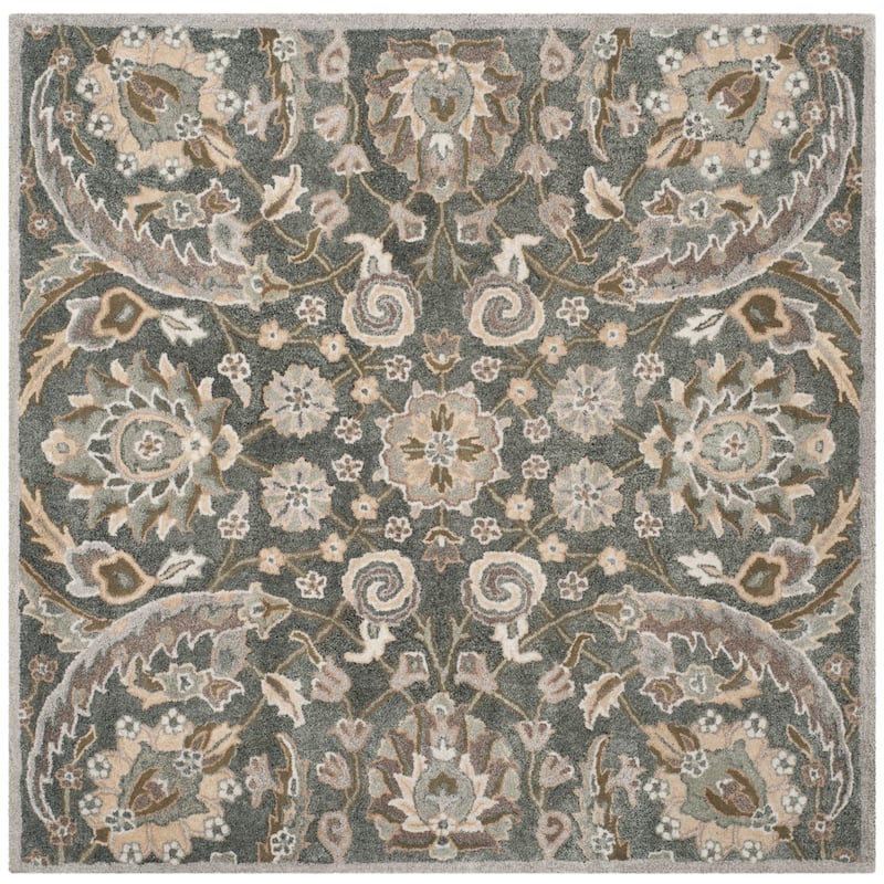 SAFAVIEH Handmade Bella Faith Modern Floral Wool Rug - 5' Square - Grey/Multi - Square