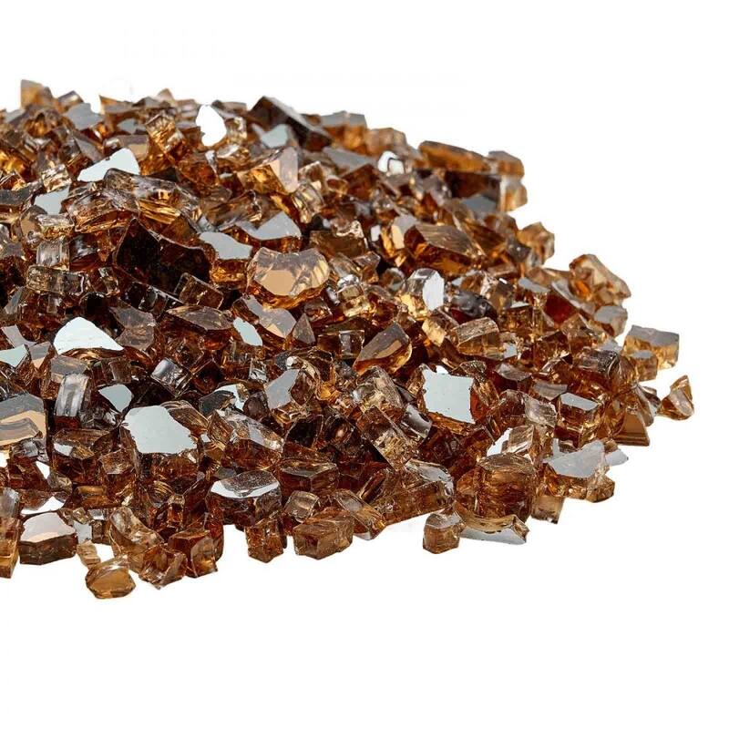 Copper Tempered Crushed Glass Fire Pit Rocks 10 lbs Heat Resistant - 1/4 inch