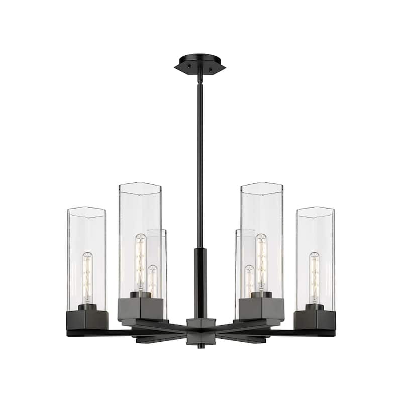 Innovations Lighting Claverack - 6 Light 14" Stem Hung Chandelier - Clear/Matte Black