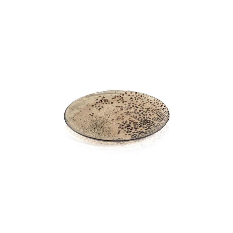 Hoku 8.25" Dotted Glass Plates, Set of 6 - Brown