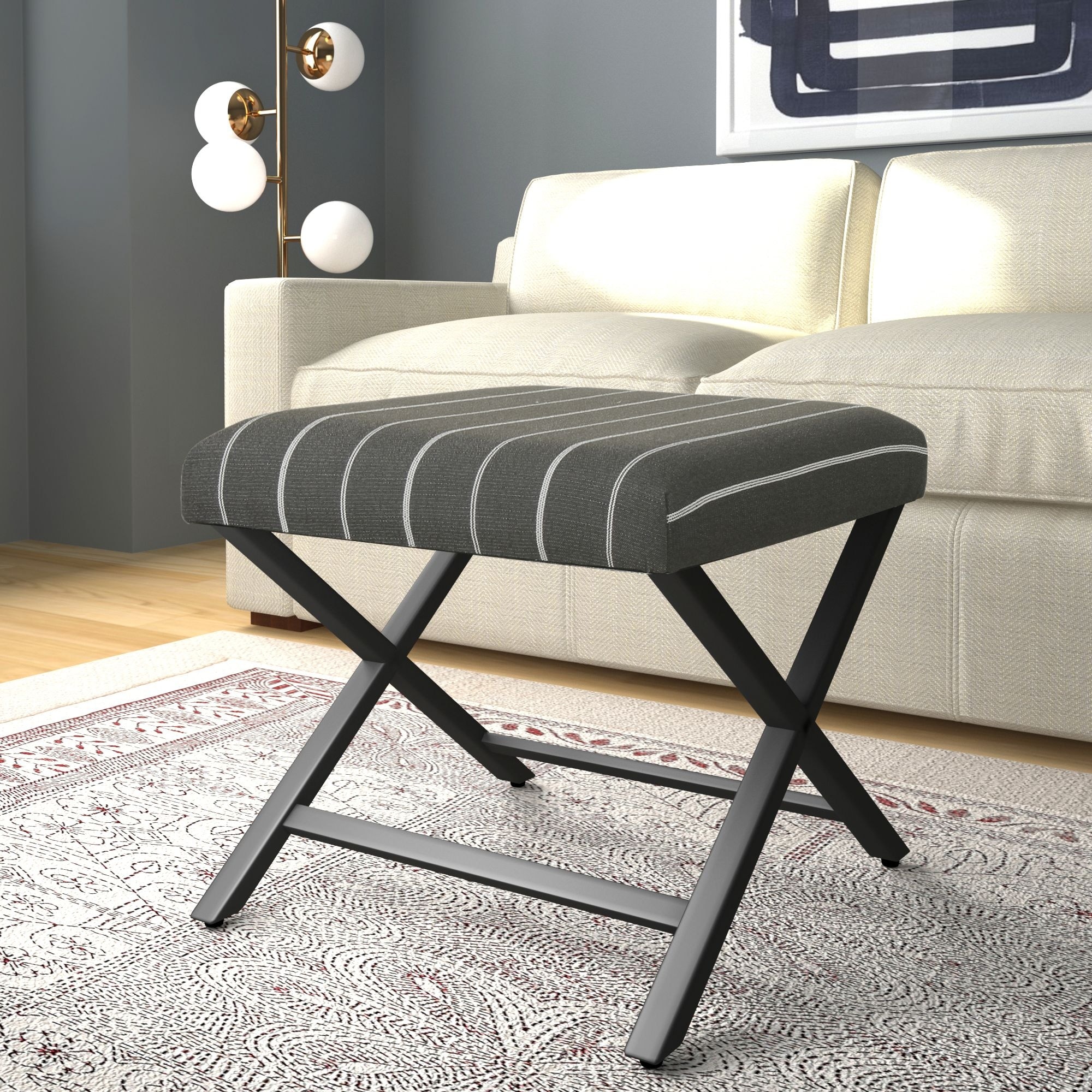 Porch & Den Boucher Modern Metal X-base Square Ottoman