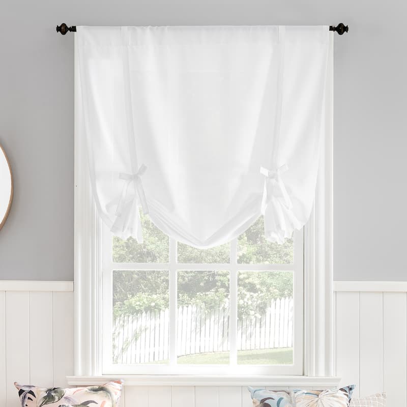 No. 918 Noah Heathered Texture Rod Pocket Window Tie-up Shade - 40" x 63" - White