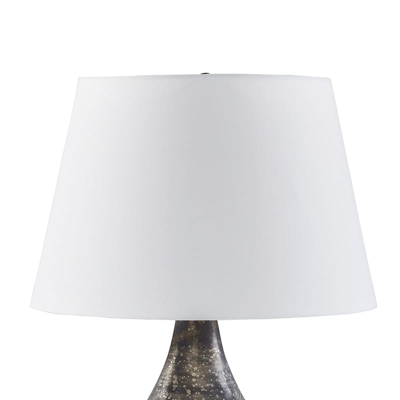28 Inch Table Lamp, Tapered Gray Mercury Glass Urn Base, White Empire Shade