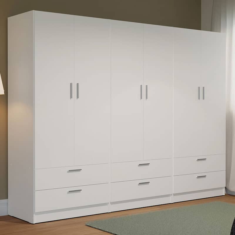 Madesa 6 Doors 6 Drawers Wardrobe With Hanging Space 94"L