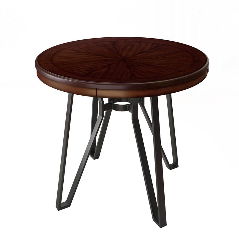Roomfitters Round Bar Table with Metal Base, Modern Pub Table for Dining Spaces and Breakfast Nooks