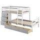 preview thumbnail 8 of 28, Twin over Twin Pine Wood Loft Bunk Bed with Drawers and Ladder