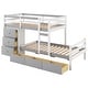preview thumbnail 8 of 28, Twin over Twin Wooden Loft Bunk Bed with Built-In Ladder and Drawers,Modern Cabin Design