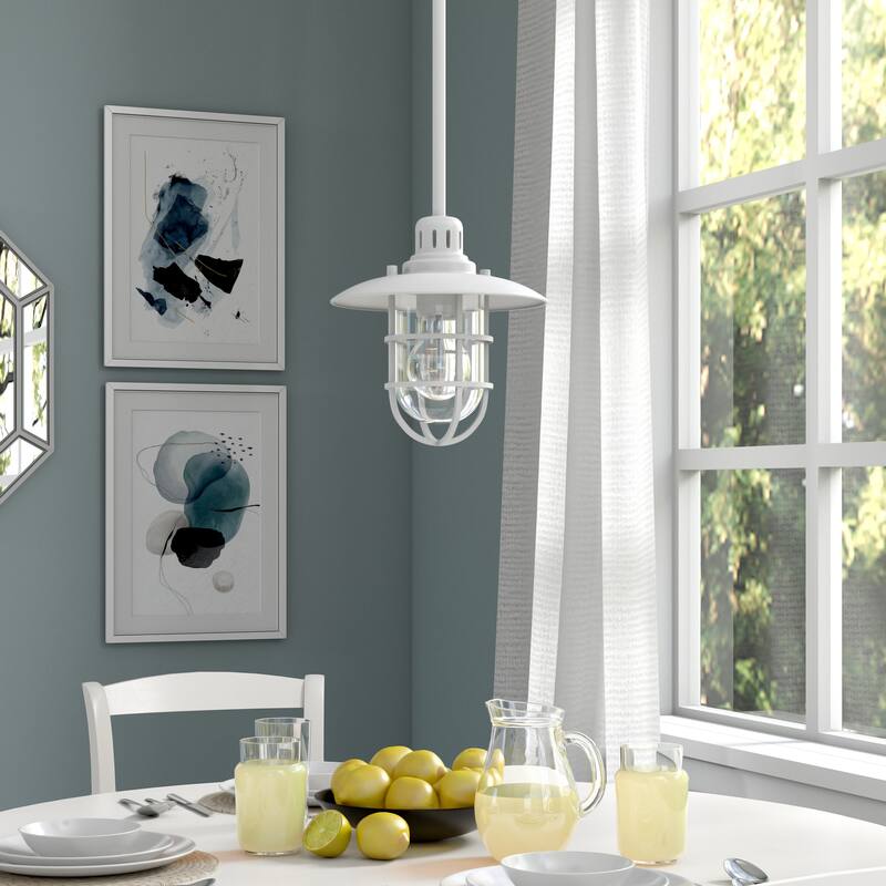 Bay 8.25" Wide Lantern Pendant with Glass/Metal Shade