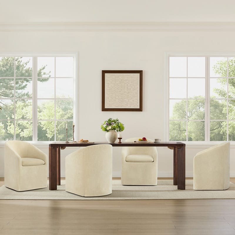 Spruce & Spring Modern Upholstered Dining Chair with Casters & Removable Slipcover